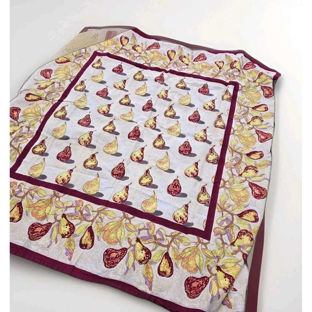 COULEUR NATURE BRUNO‎ LAMY Hand Made Pear COTTON TABLECLOTH 59 X 59 Square Fall